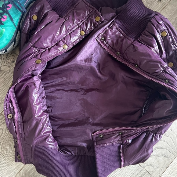 Purple Puffer Vest with Gold Buttons - Picture 2 of 4